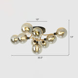 Modern Glass Semi Flush Mount Ceiling Light Fixture - Bubbles Black Finish Bedroom Lighting 9 /