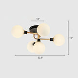 Modern Glass Semi Flush Mount Ceiling Light Fixture - Bubbles Black Finish Bedroom Lighting 5 /