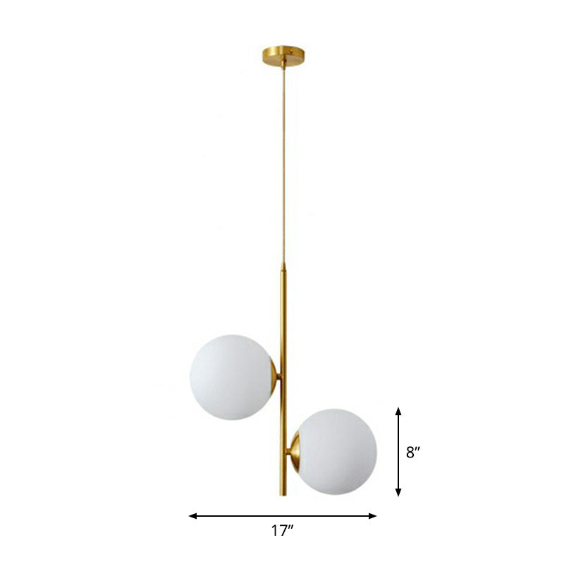 Minimalist Gold Finish Bedroom Chandelier With Opal Glass Globe Shade / Large