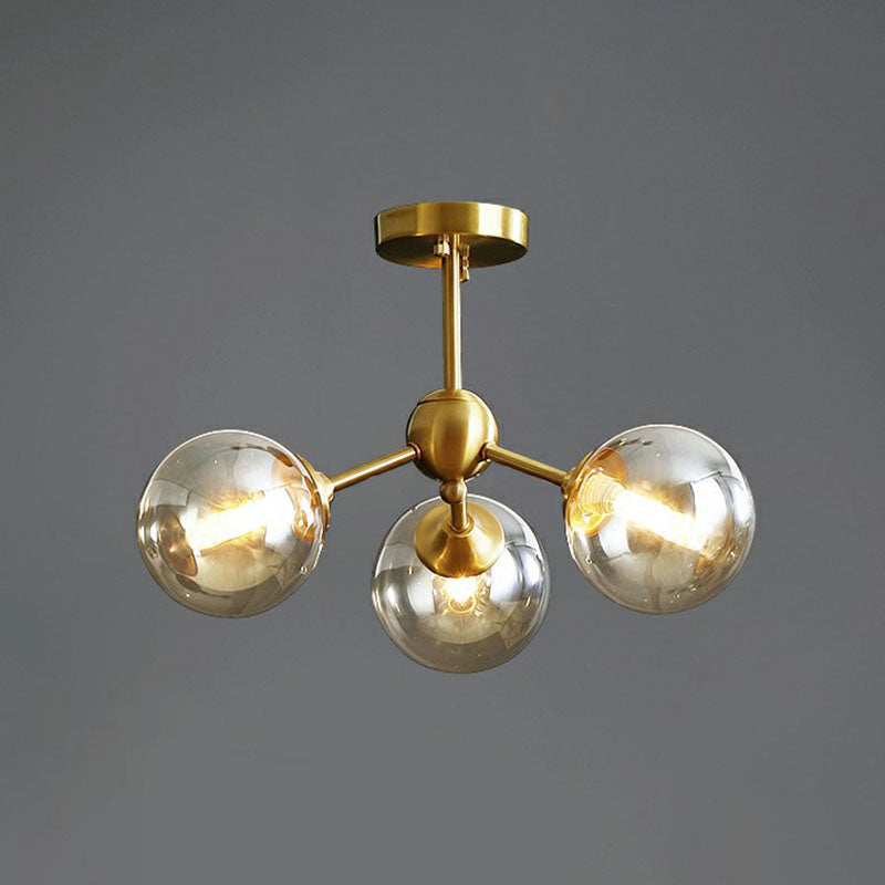 Amber Glass Chandelier: Post-Modern Elegance With Antique Gold Finish For Dining Room Atmosphere 3 /
