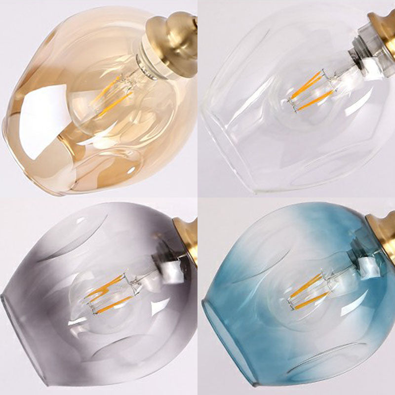 Sputnik Ceiling Mount Chandelier: Postmodern Cup Glass Parlor Flush Light In Brass