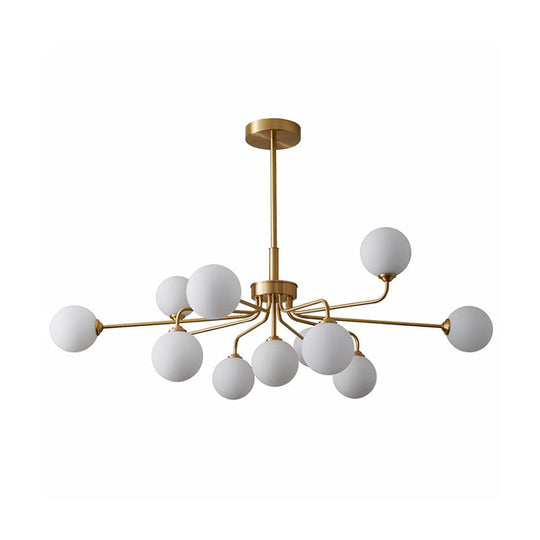 Gold Finish Glass Orb Chandelier - Contemporary Hanging Light For Living Room