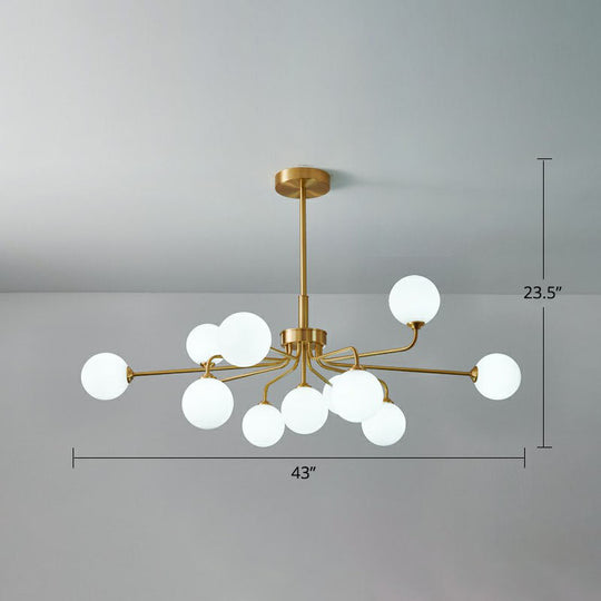 Gold Finish Glass Orb Chandelier - Contemporary Hanging Light For Living Room 11 / Cream