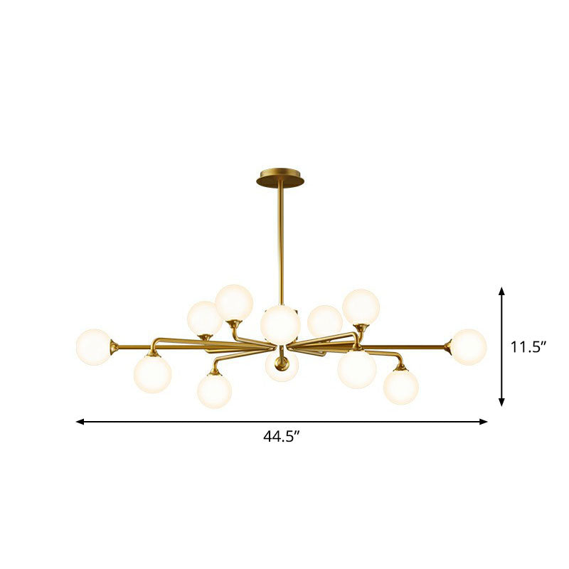 Sputnik Glass Ceiling Chandelier - Postmodern Milky Ball Hanging Light Kit For Living Room 12 / Gold
