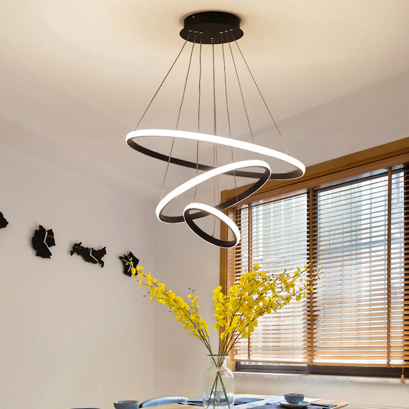 Circular Led Minimalist Pendant Acrylic Chandelier For Dining Room Lighting