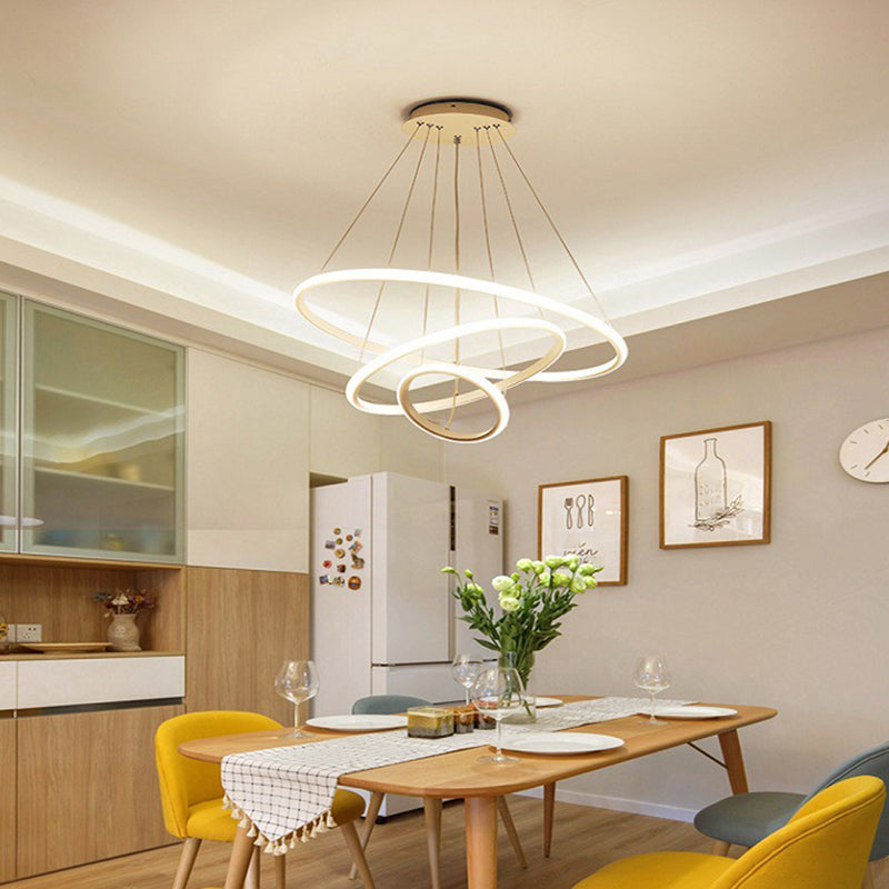 Sleek Led Ceiling Suspension Lamp: Minimalist Acrylic Chandelier For Dining Room White / 23.5