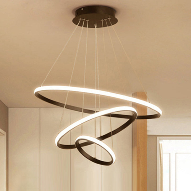 Sleek Led Ceiling Suspension Lamp: Minimalist Acrylic Chandelier For Dining Room Coffee / 23.5