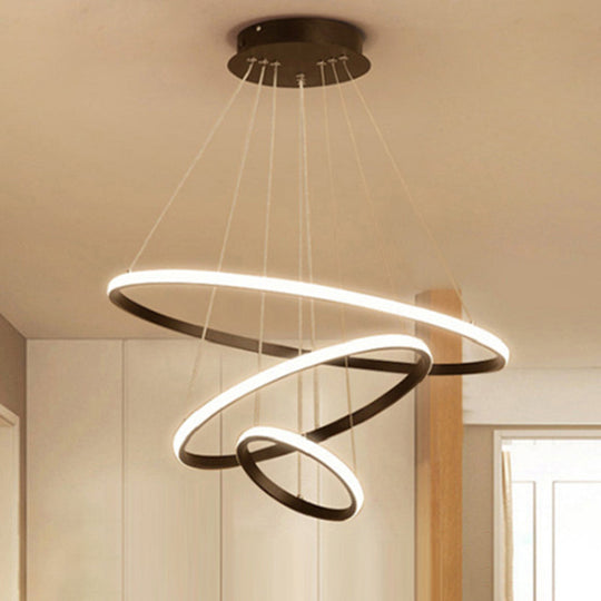 Sleek Led Ceiling Suspension Lamp: Minimalist Acrylic Chandelier For Dining Room Coffee / 23.5