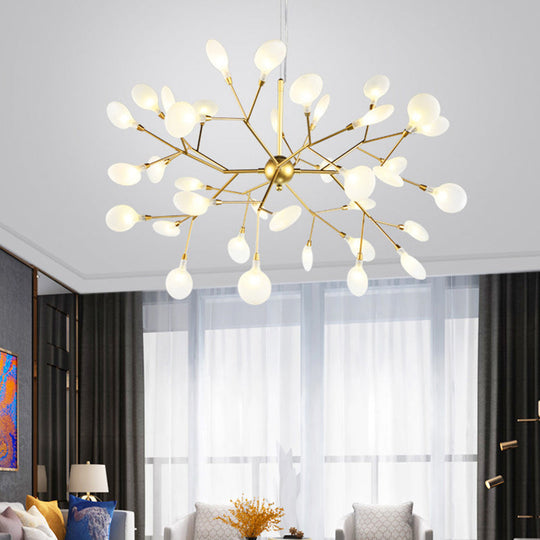 Gold Leaf Pendant Ceiling Light: Designer Acrylic Living Room Chandelier