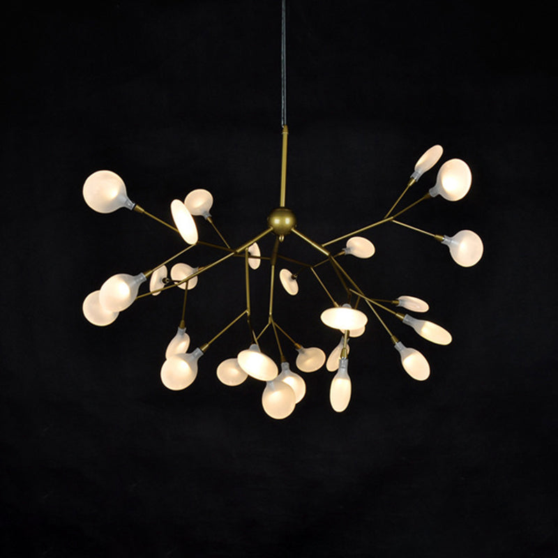 Gold Leaf Pendant Ceiling Light: Designer Acrylic Living Room Chandelier