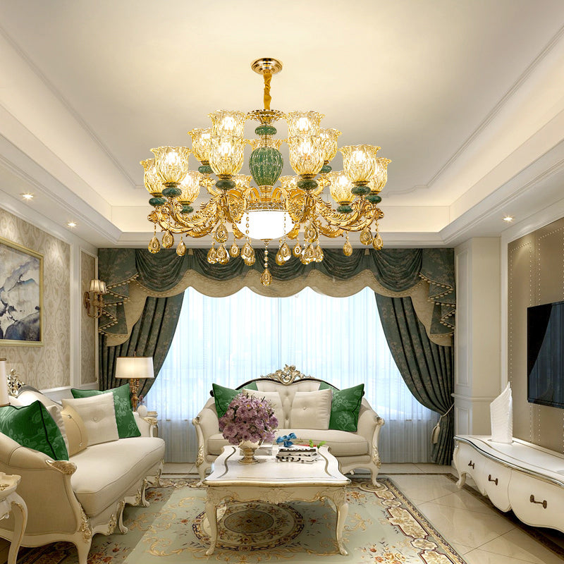 Luxury Crystal Clear Chandelier: Elegant Hanging Light For Living Room