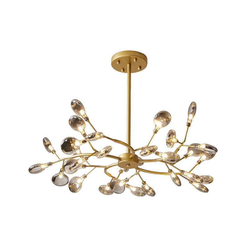 Postmodern Brass Firefly Chandelier - 30-Light Acrylic Shade Hanging Light