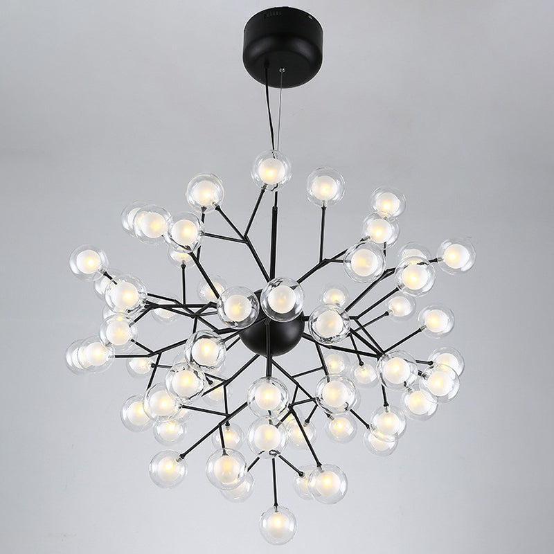 Firefly Pendant Light: Clear Ball Glass Post-Modern Restaurant Chandelier