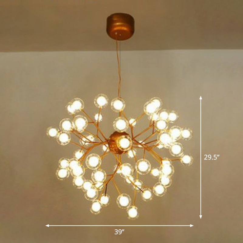 Firefly Pendant Light: Clear Ball Glass Post-Modern Restaurant Chandelier 54 / Gold