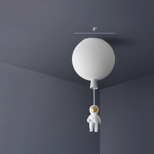 Balloon and Astronaut Ceiling Lamp Kids Acrylic 1 Head Bedroom Pendant Lighting Fixture