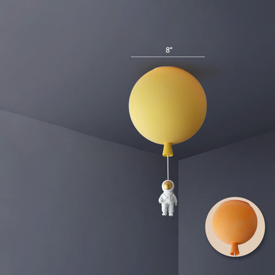 Balloon and Astronaut Ceiling Lamp Kids Acrylic 1 Head Bedroom Pendant Lighting Fixture