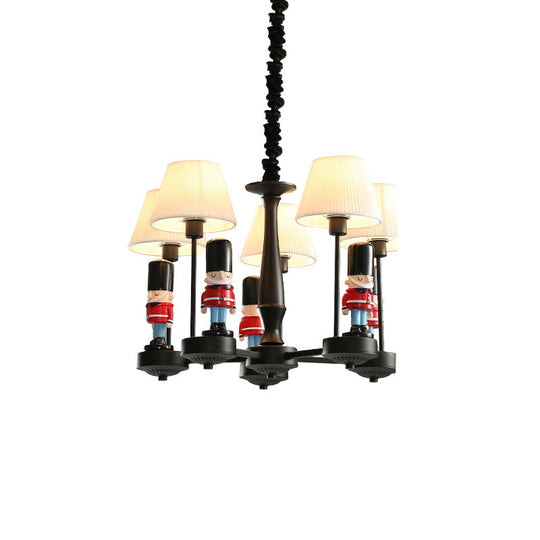 Kids Conical Hanging Lamp With British Soldier Deco In Black 5 /