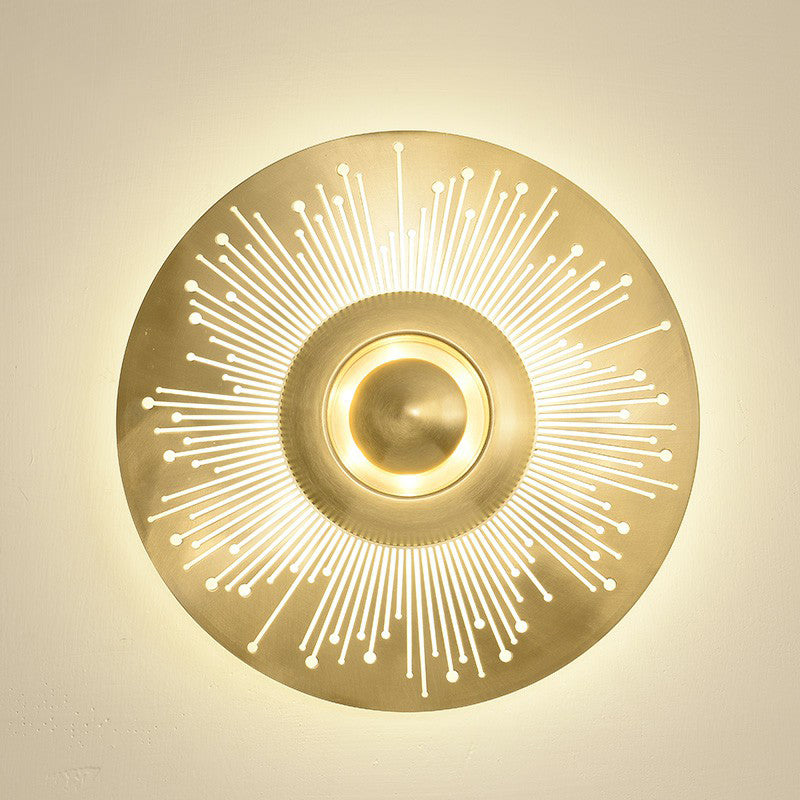 Postmodern Brass Disc Wall Sconce Lighting: Metal Mounted Light For Bedroom