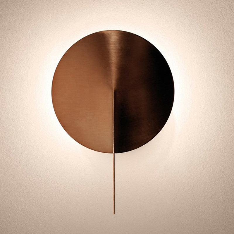 Metallic Art Deco Wall Sconce With Disk Shape And 1 Head For Stairway Lighting Rose Gold
