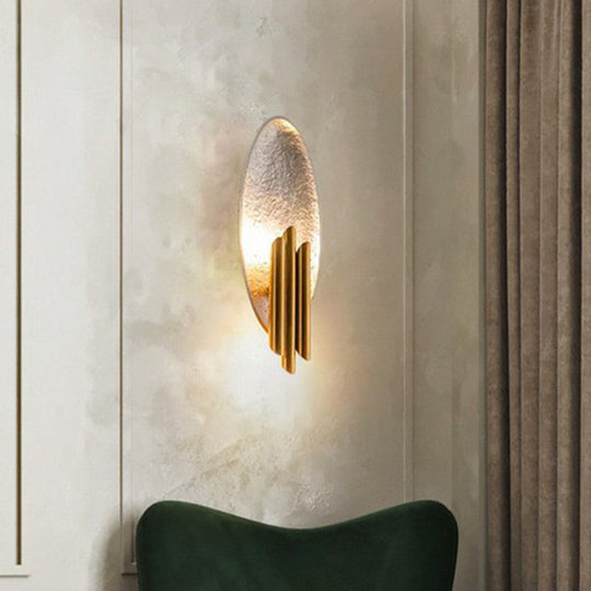 Oval Sconce Fixture: Simplicity 2-Light Metal Wall Mount Lamp For Living Room With Tube Shade