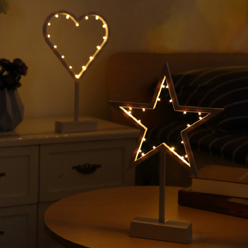 Christmas Battery Night Lamp - Creative Led Table Light For Kids Room Simple & White Plastic Design