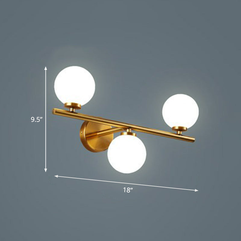 Opal Glass Ball Sconce - Brass Corridor Wall Mount Light Fixture 3 /