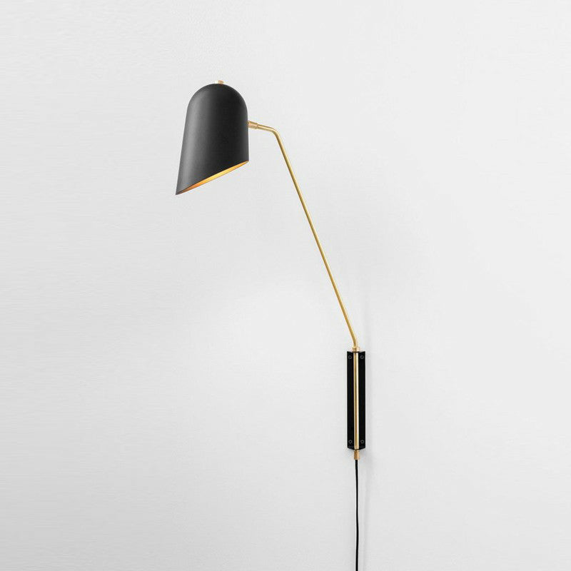 Nordic Black Wall Sconce With Bedside Reading Light And Metal Shade