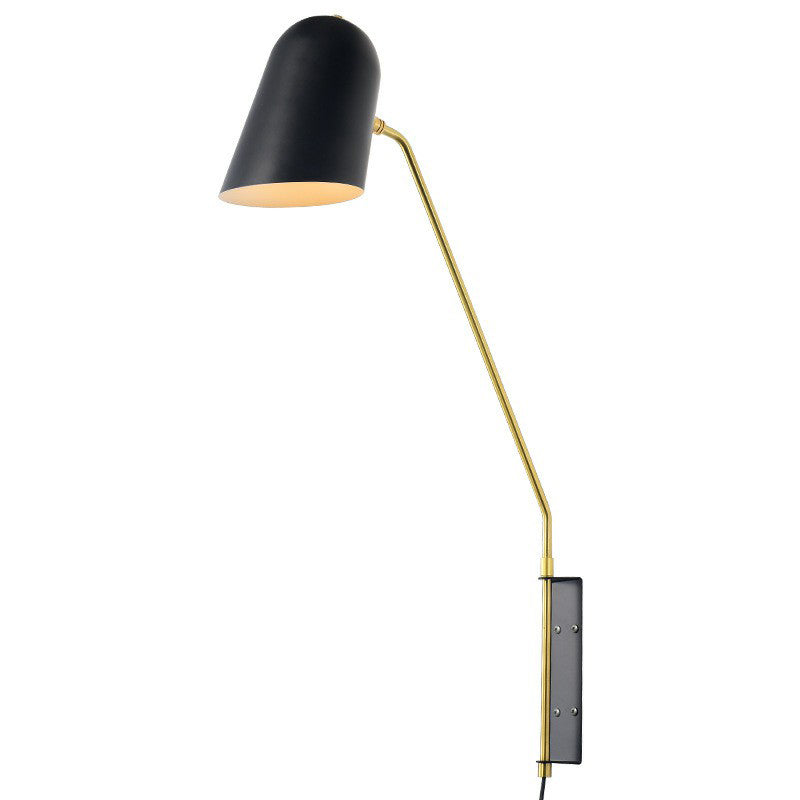Nordic Black Wall Sconce With Bedside Reading Light And Metal Shade