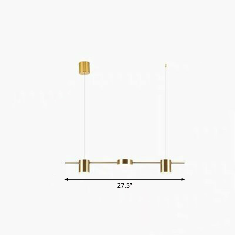 Postmodern Straight Bar Led Ceiling Light For Kitchen Island Stylish Metal Hanging Fixture 3 / Gold