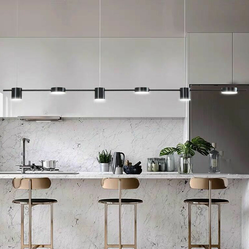 Postmodern Straight Bar Led Ceiling Light For Kitchen Island Stylish Metal Hanging Fixture