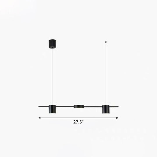 Postmodern Straight Bar Led Ceiling Light For Kitchen Island Stylish Metal Hanging Fixture 3 / Black