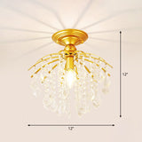 Crystal Tassel Semi Flush Mount Ceiling Light For Country-Style Interiors Gold