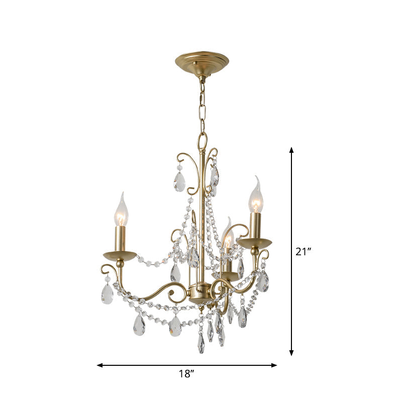 Victorian Style Crystal Accented Metal Chandelier With Gold Finish 3 /