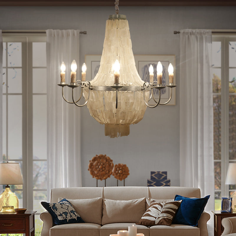 Traditional Shell Chandelier Light -- Chrome Empire Shape 8 Lights For Dining Room Ceiling