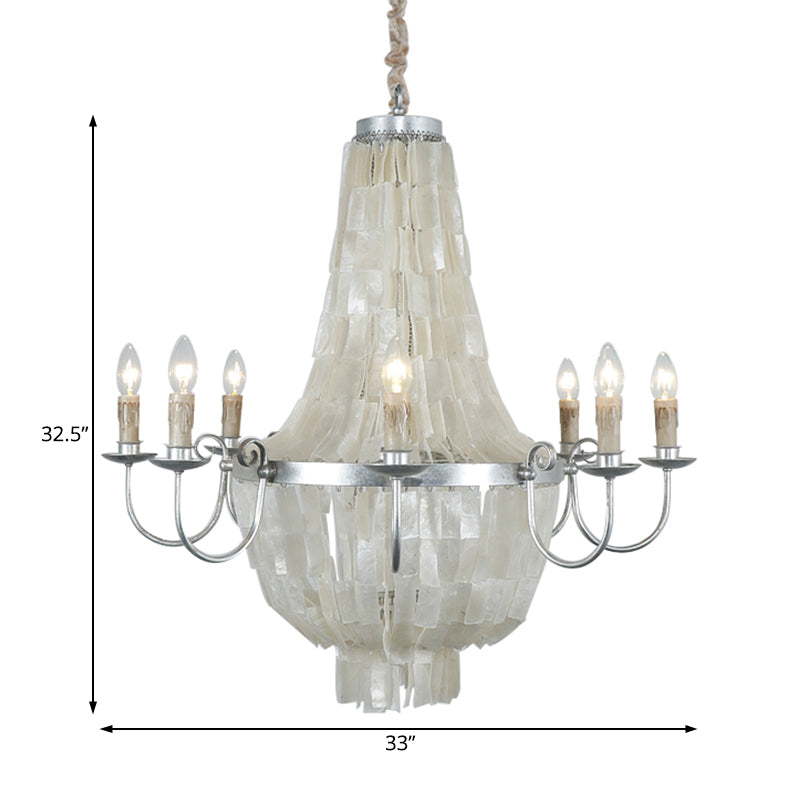 Traditional Shell Chandelier Light -- Chrome Empire Shape 8 Lights For Dining Room Ceiling