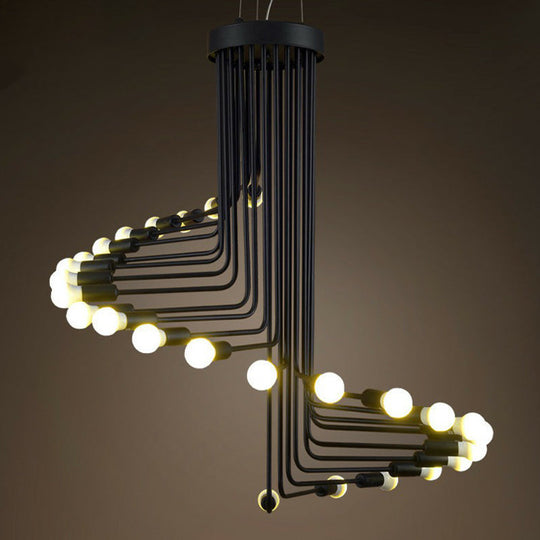 Sleek Spiral Pendant Lighting: Loft-Style Iron Ceiling Chandelier Fixture