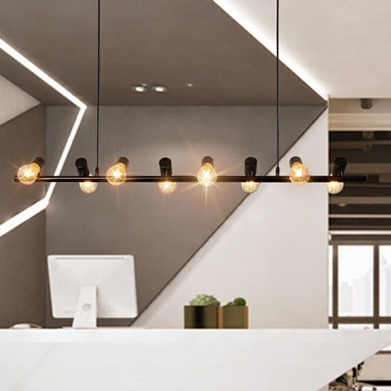 Black Linear Island Pendant Light With Exposed Bulb Design - Perfect For Restaurants And Lofts