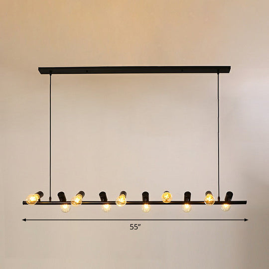 Black Linear Island Pendant Light With Exposed Bulb Design - Perfect For Restaurants And Lofts 10 /