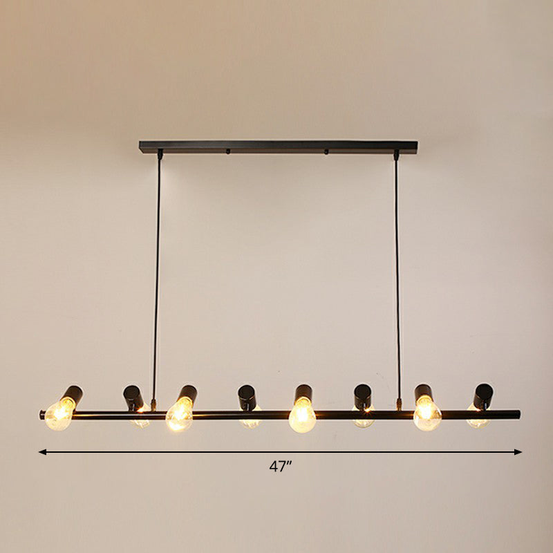 Black Linear Island Pendant Light With Exposed Bulb Design - Perfect For Restaurants And Lofts 8 /