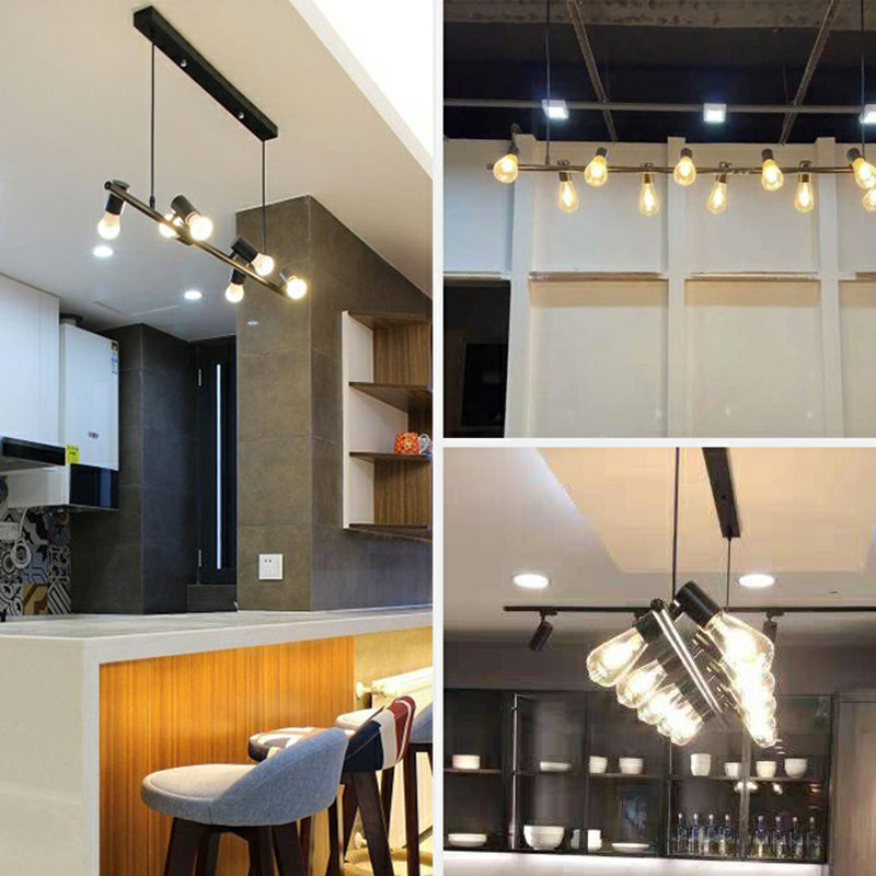Black Linear Island Pendant Light With Exposed Bulb Design - Perfect For Restaurants And Lofts