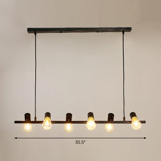 Black Linear Island Pendant Light With Exposed Bulb Design - Perfect For Restaurants And Lofts 6 /