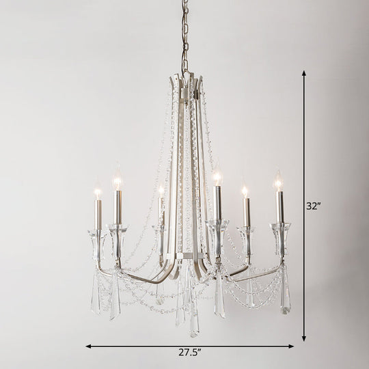 Rustic Nickel Candlestick Chandelier: Pendant Light With Crystal Detailing 6 /