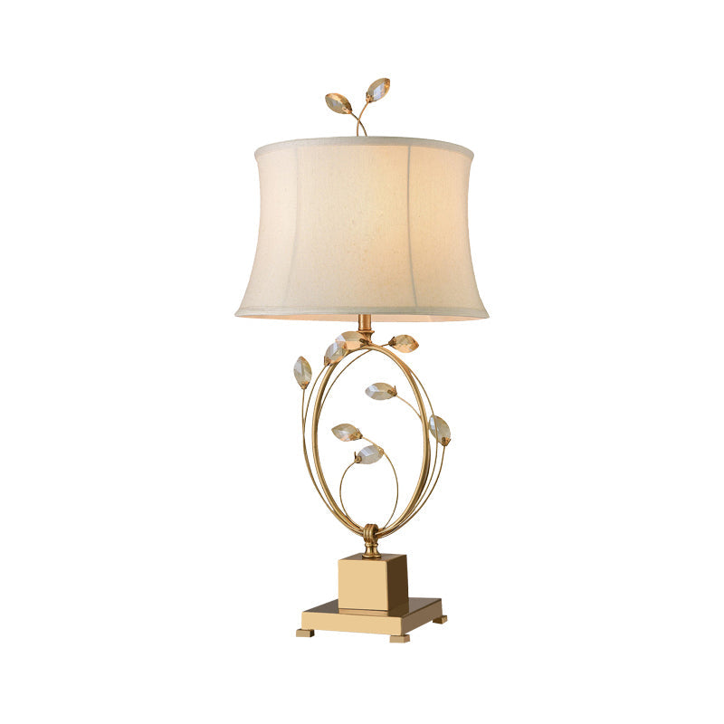 Vintage Beige Empire Nightlamp With Gold Metal Base - Perfect Bedroom Table Lamp