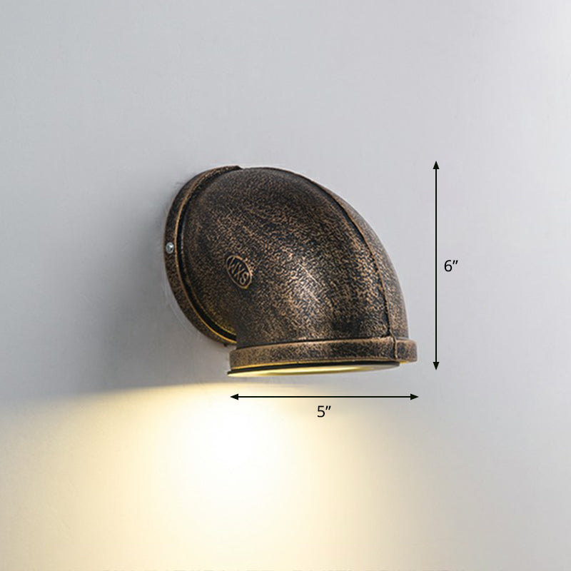 Bronze Pipe Corner Led Wall Light With Glass Diffuser - Industrial Metal Garage Sconce / Large