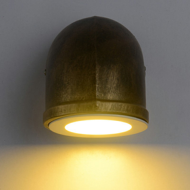 Bronze Pipe Corner Led Wall Light With Glass Diffuser - Industrial Metal Garage Sconce
