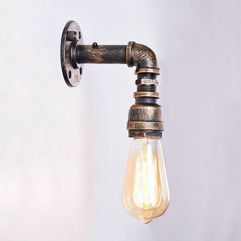 Industrial Bronze Metal Wall Sconce - Right Angle Bedroom Mount Lamp With 1 Head