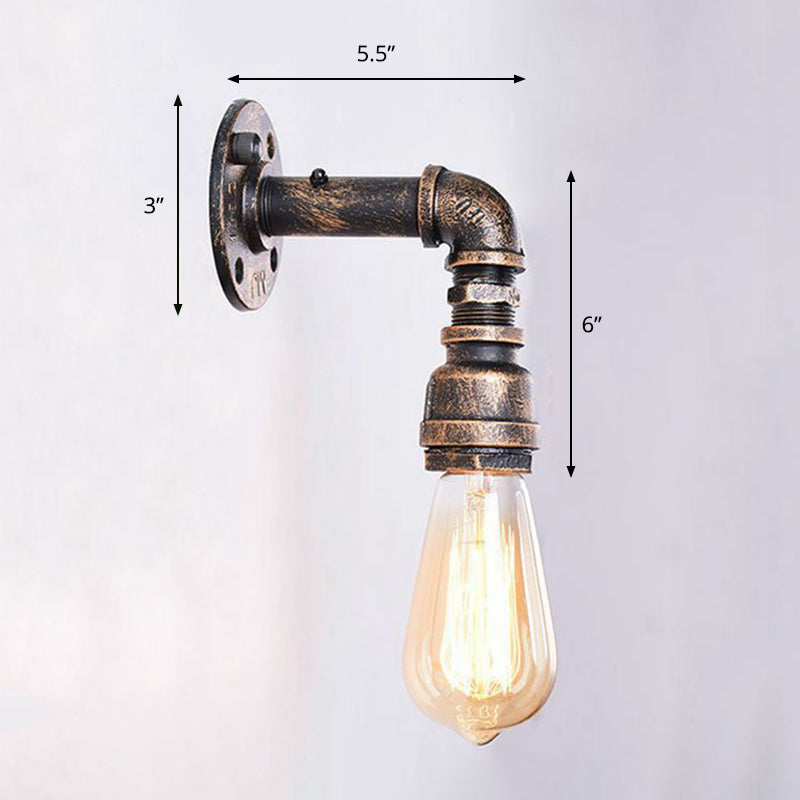 Industrial Bronze Metal Wall Sconce - Right Angle Bedroom Mount Lamp With 1 Head