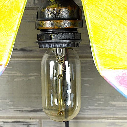 Metal Butterfly Sconce Lamp - Loft Single-Bulb Corridor Wall Light Black