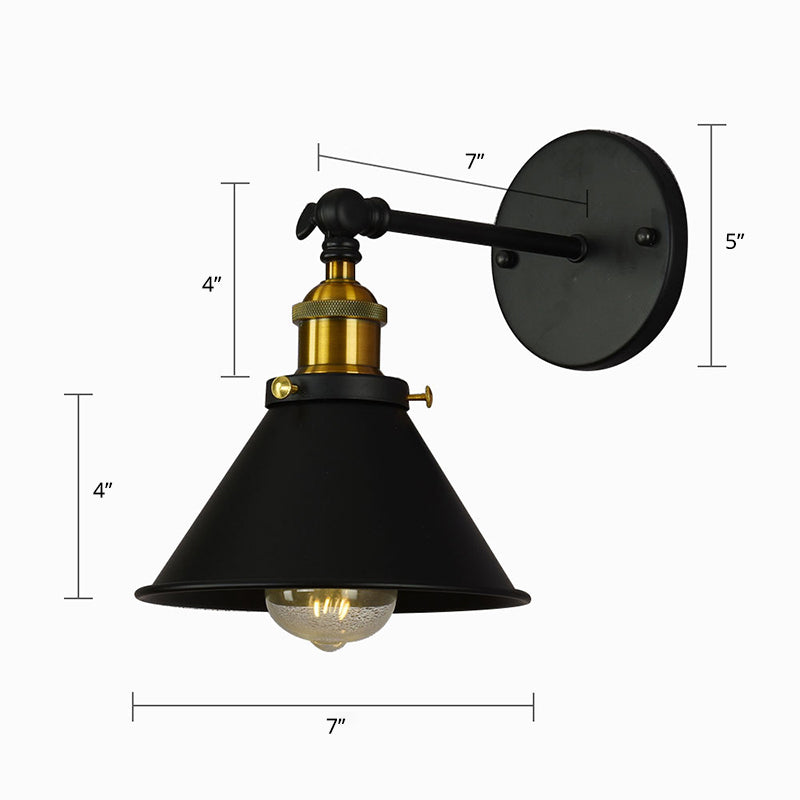Rustic Black & Brass Wall Mount Sconce Lamp With Swivel Single Shade / A