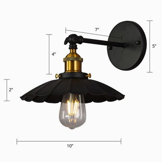 Rustic Black & Brass Wall Mount Sconce Lamp With Swivel Single Shade / E